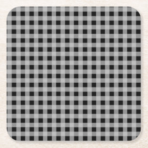 Dessous-de-verre Carré En Papier Buffle gris noir Plaid Holiday