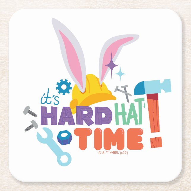 Dessous-de-verre Carré En Papier BUGS BUNNY BUILDERS™| It's Hard Hat Time (Devant)