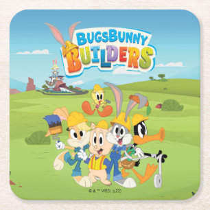 Dessous-de-verre Carré En Papier BUGS BUNNY BUILDERS™ Le groupe Looney Builders