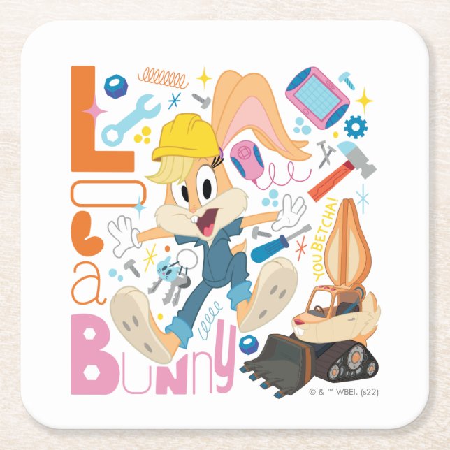 Dessous-de-verre Carré En Papier BUGS BUNNY BUILDERS™| Lola Bunny Work Tools (Devant)