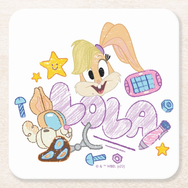 Dessous-de-verre Carré En Papier BUGS BUNNY BUILDERS™| Lola Sketch Art (Devant)
