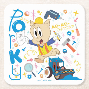 Dessous-de-verre Carré En Papier BUGS BUNNY BUILDERS™ Outils de travail de Porky P