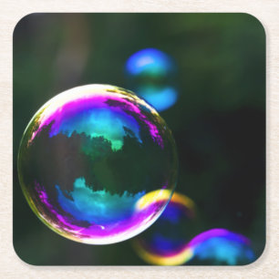 Dessous-de-verre Carré En Papier Bulles de savon colorées flottantes
