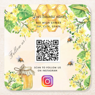 Dessous-de-verre Carré En Papier Bumble abeilles jaune florale affaires médias soci