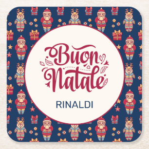 Dessous-de-verre Carré En Papier Buon Natale Personnalisé