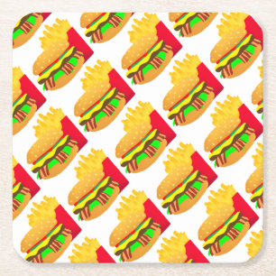 Dessous-de-verre Carré En Papier Burger et frites