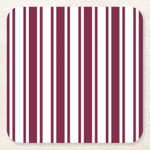 Dessous-de-verre Carré En Papier Burgundy rouge et blanc bonbons rayures