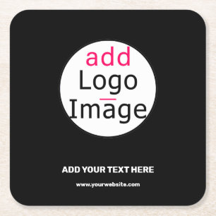 Dessous-de-verre Carré En Papier Business Chic Personnalisable noir blanc minimal