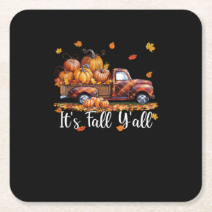 Dessous-de-verre Carré En Papier C’est automne Y’all Citrouille arbre d’automne Hel