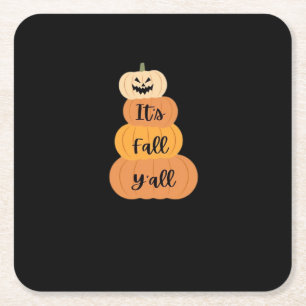 Dessous-de-verre Carré En Papier C’est automne Y’all Citrouille Automne Halloween D