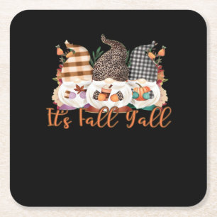 Dessous-de-verre Carré En Papier C’est automne Y’all Gnomes In Automne Plaid And Le