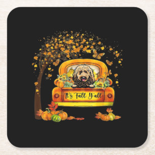 Dessous-de-verre Carré En Papier C’est l’automne Y’all Goldendoodle Thanksgiving Ci