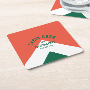 Dessous-de-verre Carré En Papier Cabine Crew Peronalized Destination Retro Rouge Ve