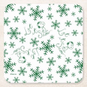 Dessous-de-verre Carré En Papier cacahuètes Christmas Snoopy Let It Snow Motif