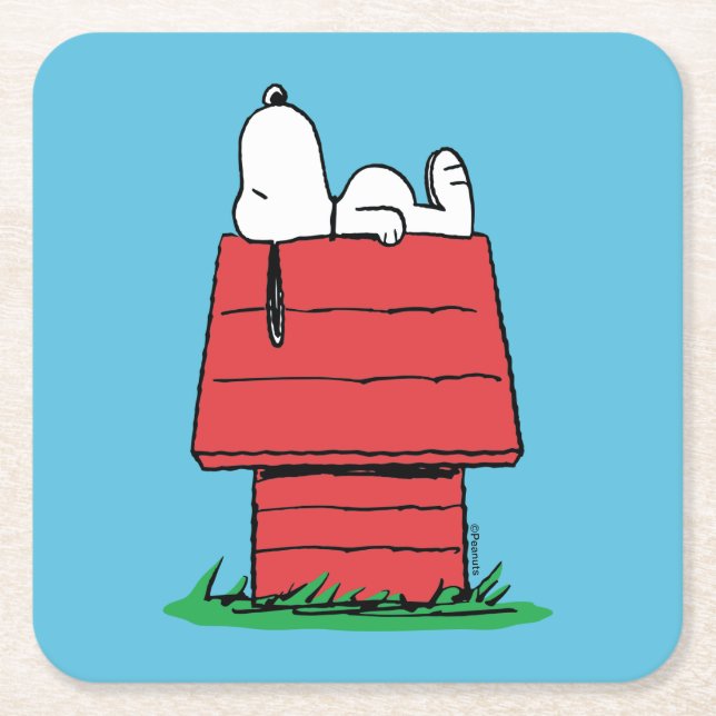 Dessous-de-verre Carré En Papier cacahuètes | Snoopy Napping (Devant)