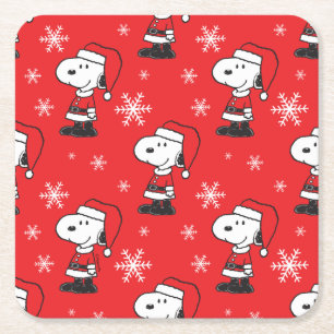 Dessous-de-verre Carré En Papier cacahuètes Snoopy Santa Claus