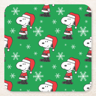 Dessous-de-verre Carré En Papier cacahuètes   Snoopy Santa Claus