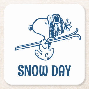 Dessous-de-verre Carré En Papier cacahuètes Snoopy Ski Trip