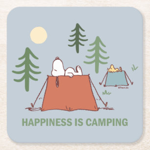 Dessous-de-verre Carré En Papier cacahuètes   Snoopy & Woodstock Tentes de pose