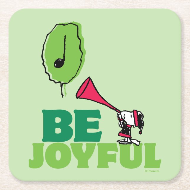 Dessous-de-verre Carré En Papier cacahuètes | Woodstock Soyez Joyeux (Devant)