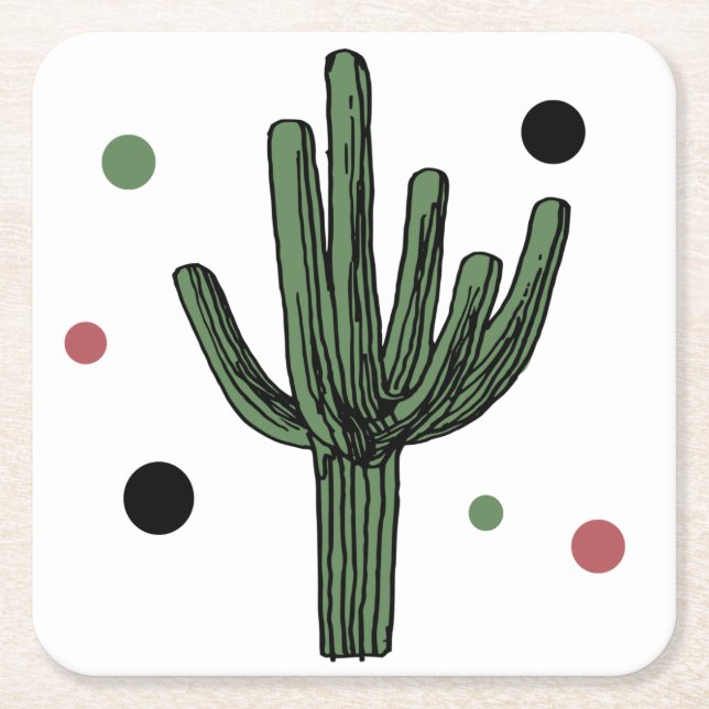 Dessous-de-verre Carré En Papier Cactus (Devant)