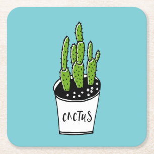 Dessous-de-verre Carré En Papier Cactus 01