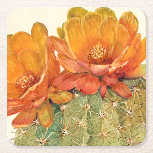 Dessous-de-verre Carré En Papier Cactus Orange Blossoms (Devant)