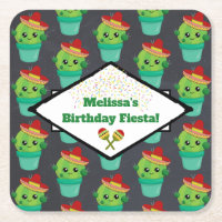 Cactus vert heureux dans un motif de sombrero roug