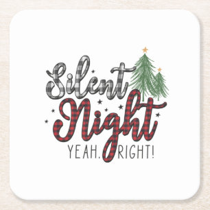 Dessous-de-verre Carré En Papier Cadeau de Noël Silence Nuit Oui