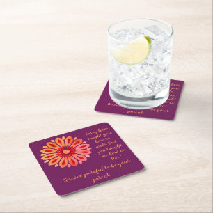 DESSOUS-DE-VERRE CARRÉ EN PAPIER CADEAU FLEUR MODERNE COLORÉ POUR FILLE SOEUR MAMAN