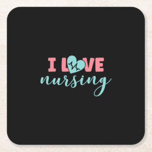 Dessous-de-verre Carré En Papier Cadeau infirmière I Love Nursing