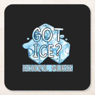 Dessous-de-verre Carré En Papier Cadeau infirmière   Infirmière de l'école de glace