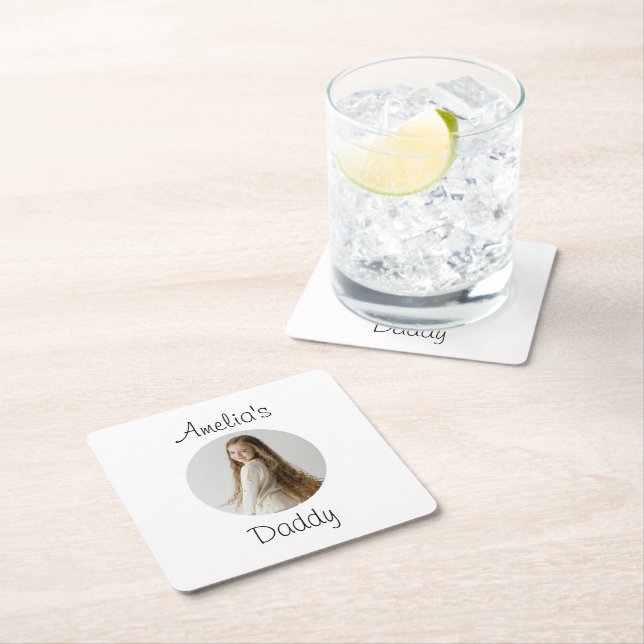 Dessous-de-verre Carré En Papier Cadeau papa personnalisé - Visage enfant personnal (En situation)