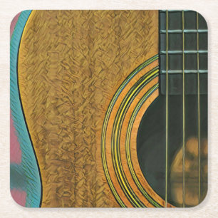 Dessous-de-verre Carré En Papier Cadeau pour musicien guitariste