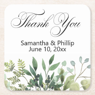 Dessous-de-verre Carré En Papier Cadeaux de mariage Merci coaster