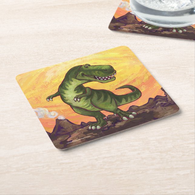 Dessous-de-verre Carré En Papier Cadeaux et accessoires Tyrannosaurus (Incliné)
