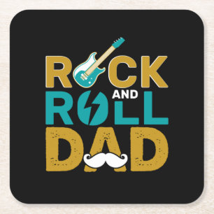Dessous-de-verre Carré En Papier Cadeaux papa Rock And Roll Papa