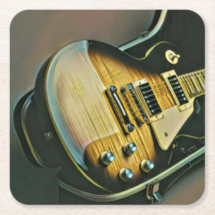 Dessous-de-verre Carré En Papier Cadeaux pour guitariste