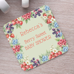 Dessous-de-verre Carré En Papier Cadre de baies de Baby Shower Berry Sweet