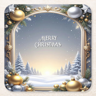 Dessous-de-verre Carré En Papier Cadre de Noël Papier de fête Tapisserie