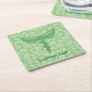 Dessous-de-verre Carré En Papier Caduceus avec Dessous de verre papier Arrière - pl