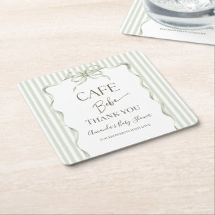 Dessous-de-verre Carré En Papier Café Bébé Arc Rétro Neutre Baby Shower