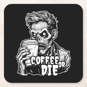 Dessous-de-verre Carré En Papier Café Zombie ou mourir