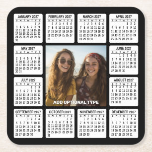 Dessous-de-verre Carré En Papier Calendrier 2027 carré avec photo au centre