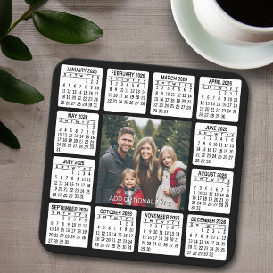 Dessous-de-verre Carré En Papier Calendrier Carré avec photo dans le centre