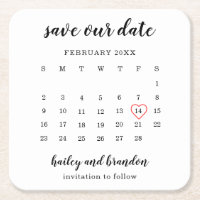 Calendrier moderne Mariage au coeur rouge Enregist