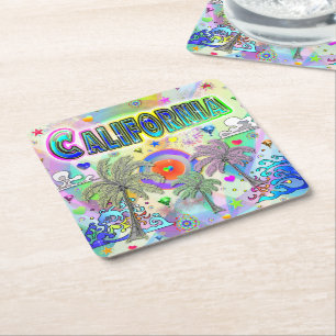 Dessous-de-verre Carré En Papier California Deep Dream Coaster