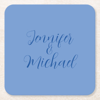 Dessous-de-verre Carré En Papier Calligraphie Bleue Classique mariage