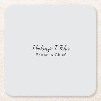 Dessous-de-verre Carré En Papier Calligraphie classique Élégante Plaque Gris simple