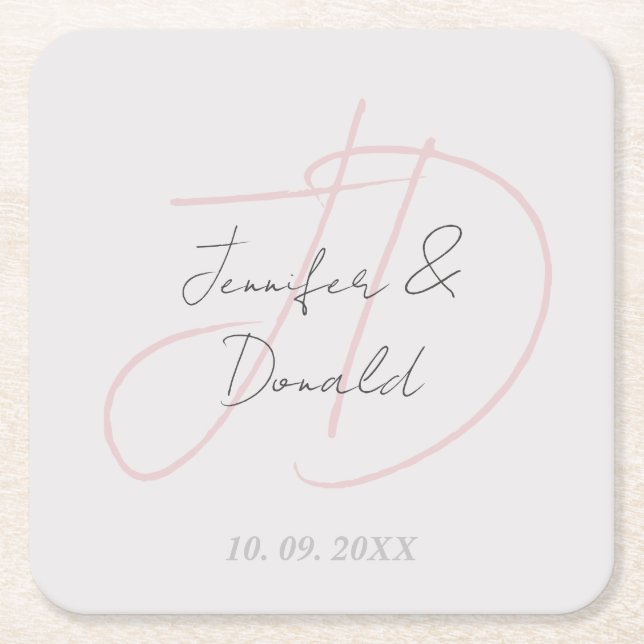 Dessous-de-verre Carré En Papier Calligraphie classique tendance monogramme (Devant)